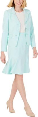 Le Suit Women's Stretch Crepe 3 Button Notch Collar Skirt Suit Set