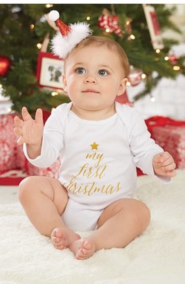 Mud Pie Infant My First Christmas Bodysuit & Santa Hat Set