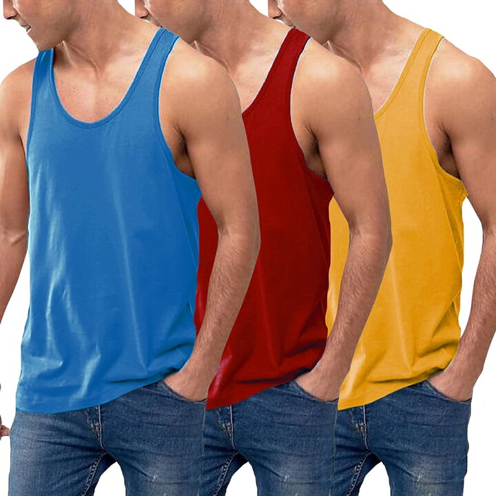 COOFANDY Men's Vest Tops 3 Pack Tank Top Cotton Singlet Sleeveless Casual  Basic Plain T Shirts - ShopStyle