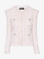 Thumbnail for your product : Balmain Strong Shoulder Hooded Tweed Pullover Jacket