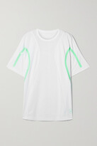 Thumbnail for your product : adidas by Stella McCartney + Net Sustain Truepace Striped Recycled Stretch-mesh T-shirt