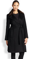 Thumbnail for your product : Sofia Cashmere Mink-Collar Cashmere Wrap Coat