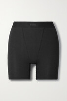 Thumbnail for your product : SKIMS Cotton Collection Ribbed Cotton-blend Jersey Boxer Shorts - Soot