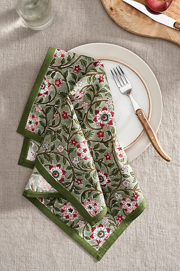 terrain Roja Cotton Napkins, Set of 4 Green