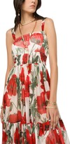 Thumbnail for your product : Dolce & Gabbana Long poppy-print chiffon dress