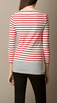 Thumbnail for your product : Burberry Contrast Detail Striped Cotton Top