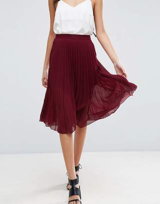 ASOS Pleated Midi Skirt With Wrap Front Detail