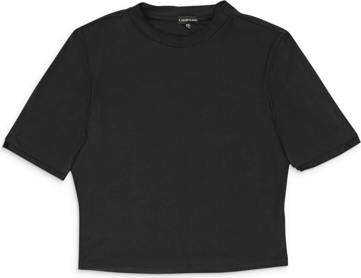 Callipygian Scuba Crew Neck Top Black T-Shirt