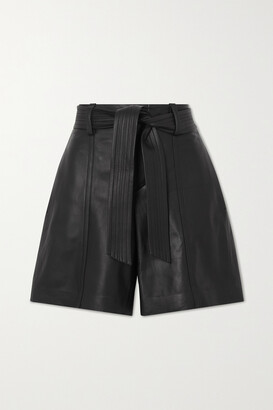 Vince Belted Leather Shorts - Black