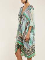Thumbnail for your product : Camilla V Neck Printed Silk Chiffon Kimono Dress - Womens - Black Green