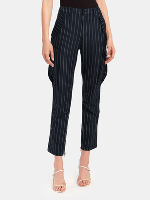 womens navy blue pinstripe pants