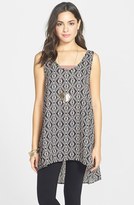 Thumbnail for your product : Painted Threads Geometric Print Chiffon High/Low Tunic Tank (Juniors)