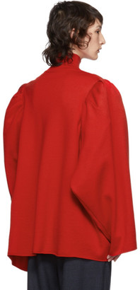 Balenciaga Red Wool Puffed Sleeves Turtleneck