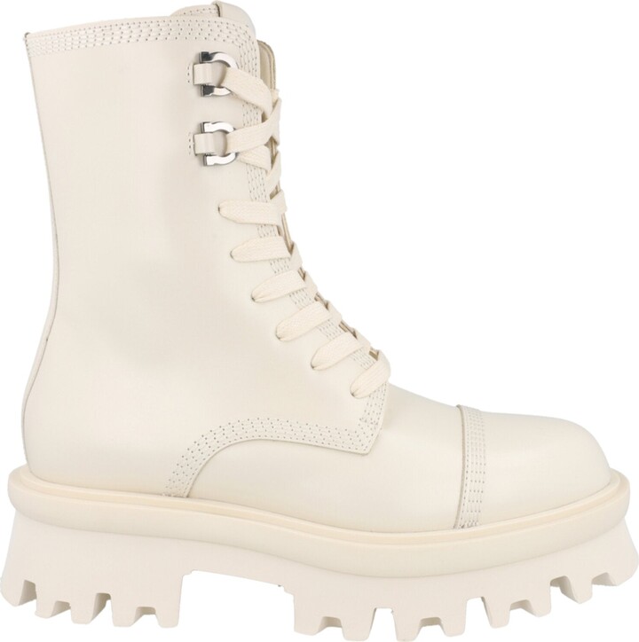 Ferragamo Kira Leather Combat Boots