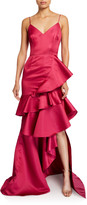 Thumbnail for your product : Flor Et. Al Oates Duchess Tiered Ruffle Satin Cami Gown