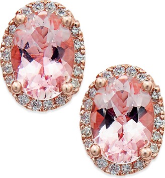 Macy's Morganite (1-1/3 ct. t.w.) and Diamond (1/8 ct. t.w.) Stud Earrings in 14k Rose Gold