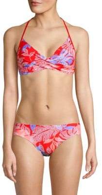 Red Carter Floral-Print Twisted Bra Top