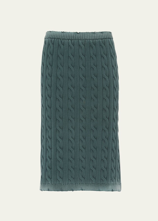 Miu Miu CableKnit Distressed Midi Skirt ShopStyle
