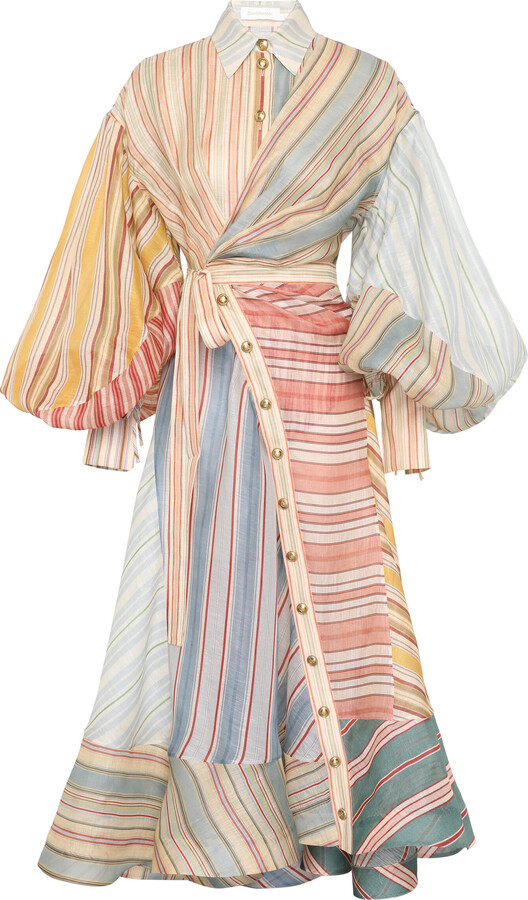 Zimmermann Silk Midi Wrap Shirt Dress