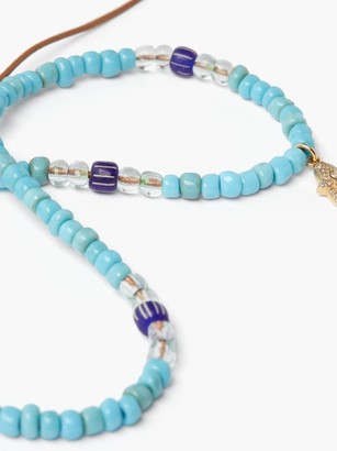 Musa By Bobbie - Diamond & 14kt Gold-charm Beaded Necklace - Blue