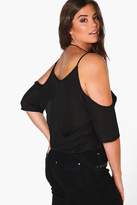 Thumbnail for your product : boohoo Plus Lace Up Open Shoulder Blouse