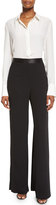 Thumbnail for your product : Halston Satin-Trim Wide-Leg Trousers, Black
