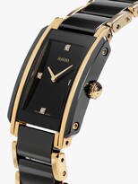Thumbnail for your product : Rado R20845712 Women's Integral Diamond Rectangular Bi-Material Strap Watch, Black/Gold