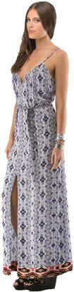 Twelfth St. By Cynthia Vincent | Zip Front Maxi Dress With Belt - Evil Eye Print