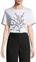 Thumbnail for your product : Oscar de la Renta Crewneck Short-Sleeve Sequin-Embroidered T-Shirt