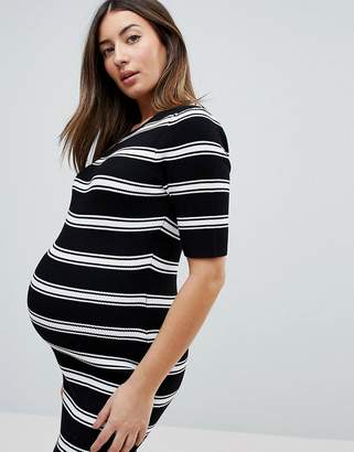 New Look Maternity Knitted Stripe Midi Dress