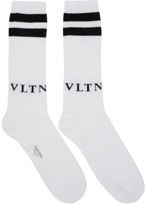 Valentino White and Black Garavani Socks - ShopStyle