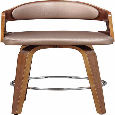George Oliver Wood And Faux Leather Upholstered Copper Mid-Century 27-Inch Counter Seat Height Swivel Function Barstool