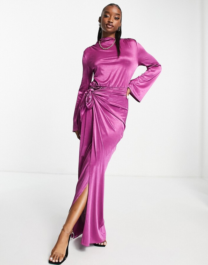 Long Sleeve Pink Maxi Dress | ShopStyle