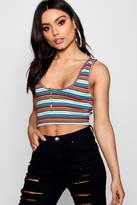 Thumbnail for your product : boohoo Stripe Rib Button Crop