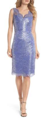 Adrianna Papell Metallic Lace Sheath Dress