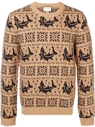 Gucci embroidered long-sleeve sweater