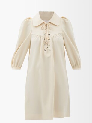 See by Chloe Lace-up Crepe Dress - Ivory