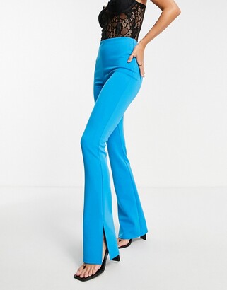 ASOS Tall ASOS DESIGN Tall structured jersey slim kick suit trouser in pop blue
