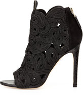 Thumbnail for your product : Brian Atwood Lenni Embroidered Ankle Bootie, Black