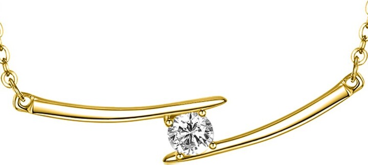 Genevive 14K Over Silver Cz Solitaire Pendant Necklace
