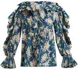 Thumbnail for your product : Horror Vacui Celestine Scalloped Cotton Blouse - Womens - Navy Multi