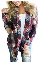 Thumbnail for your product : CutyKids Women Cardigan Plaid Long Sleeve Open Front Elbow Patch Cardigan Blouse