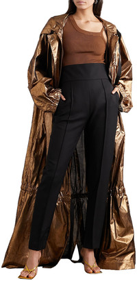 Dries Van Noten Oversized hooded tiered metallic silk-blend jacquard coat