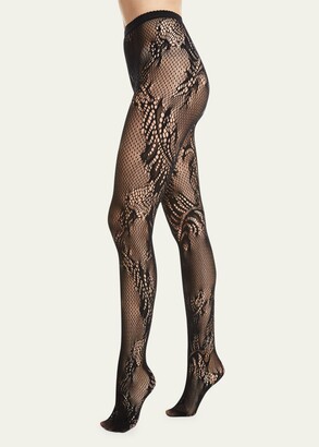 Natori Signature Sheer Feather Lace Net Tights