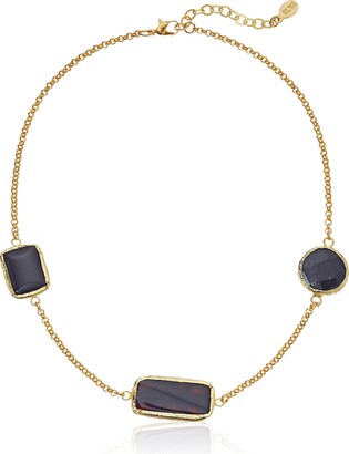 ELYA Jewelry Womens Gold IP Black Onyx Necklace