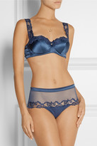 Thumbnail for your product : La Perla Ricamato embroidered tulle and satin balconette bra