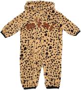 Thumbnail for your product : Mini Rodini Hooded Leopard Printed Fleece Romper