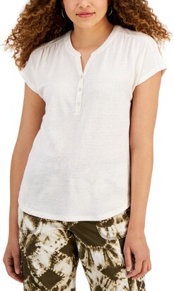 Style&Co. Style & Co Women's Dolman-Sleeve Henley Top, Created for Macy's