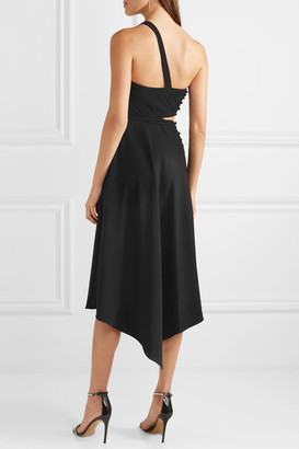 BURNETT NEW YORK One-shoulder Cutout Crepe Dress - Black
