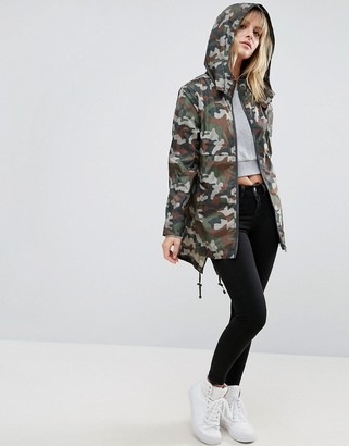 ASOS Petite PETITE Pac a Trench in Camo Print